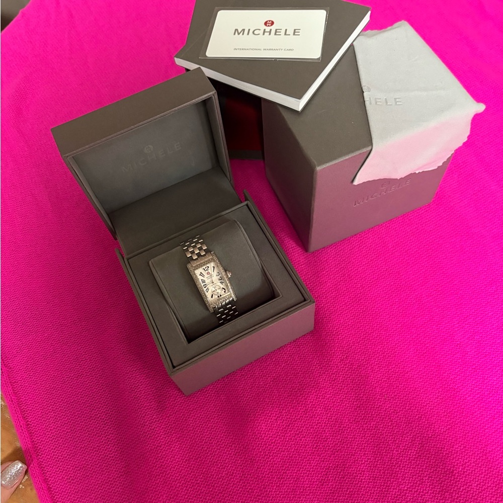 Michele Urban Silver Diamond-Accented Watch. Exceptionally priced. - Picture 9 of 11